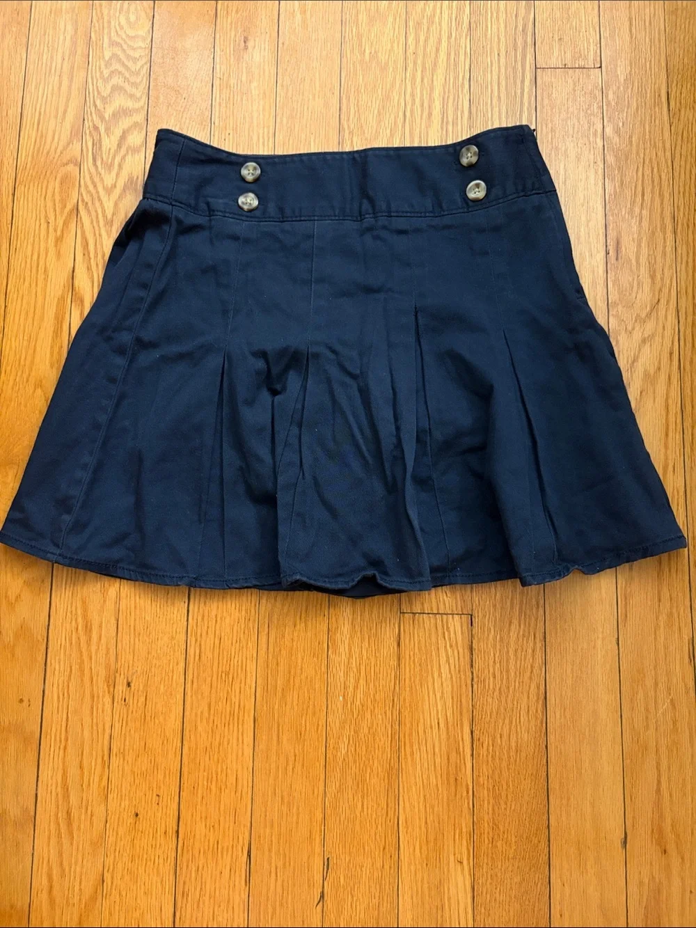 Old Navy Navy Pleated Skirt with Button Detail